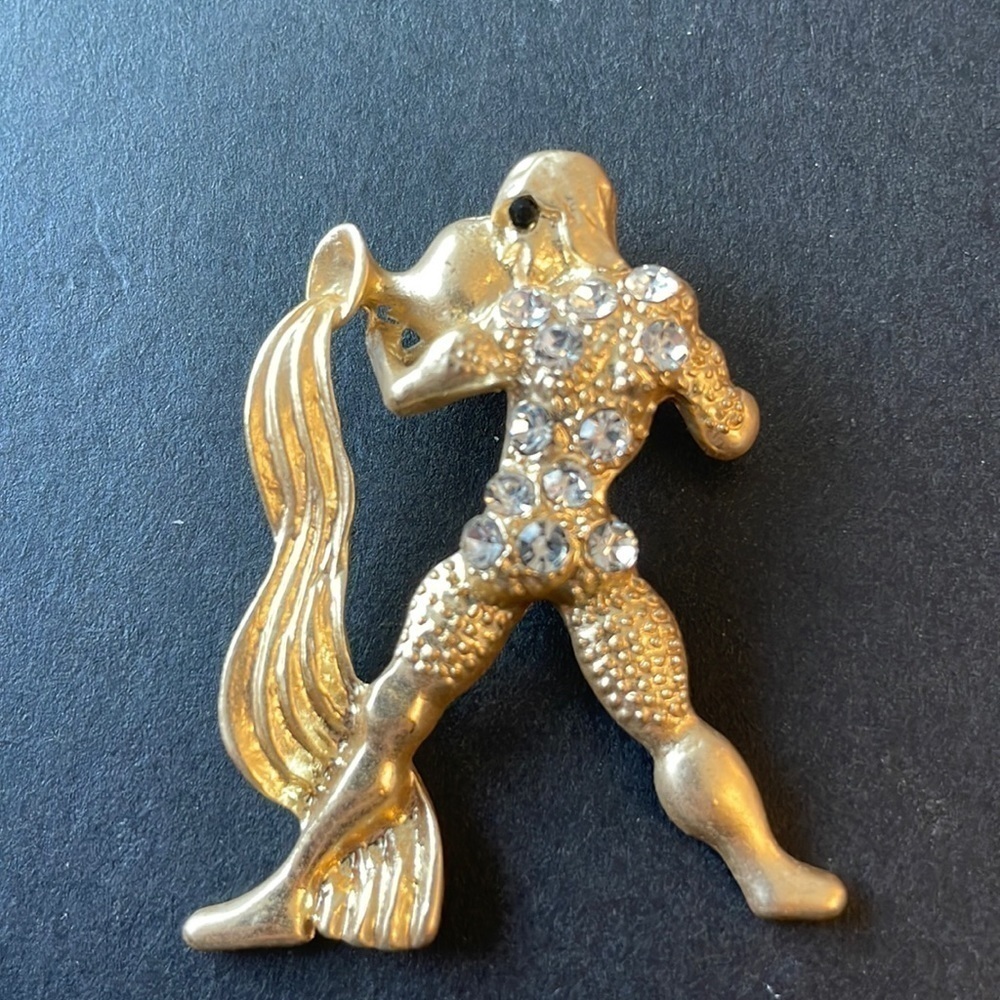 ANTHROPOLOGIE Aquarius ♒️ Zodiac Gold Tone Brooch